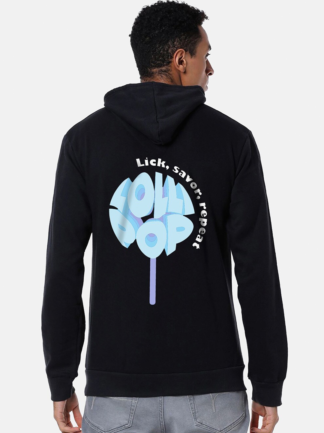 

Campus Sutra Graphic Printed Hooded Cotton Sweatshirt, Black