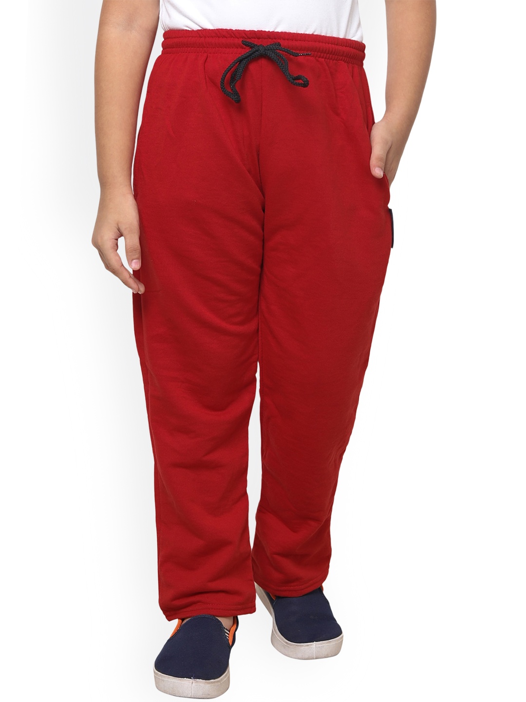 

IndiWeaves Boys Mid-Rise Fleece Track Pants, Red