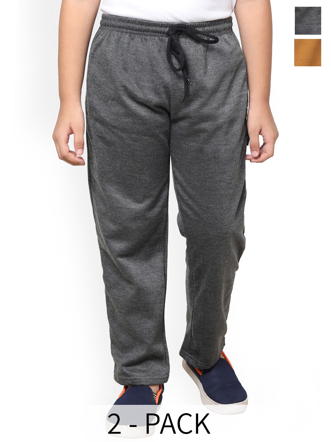 

IndiWeaves Boys Pack Of 2 Printed Fleece Track Pants, Grey