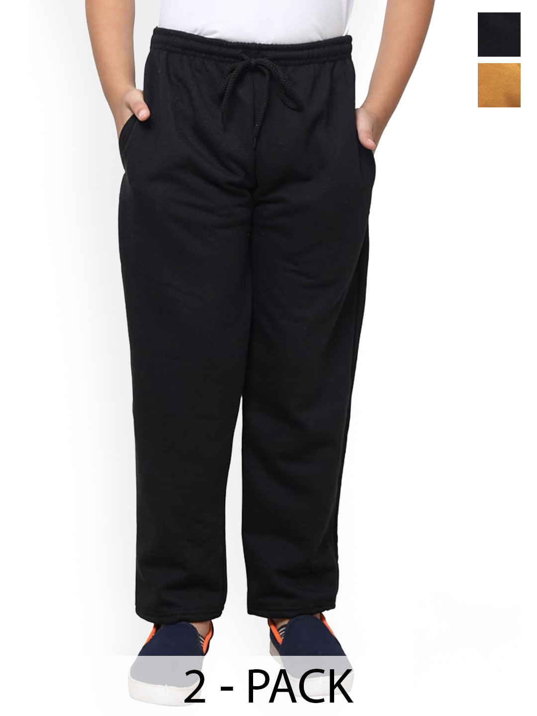 

IndiWeaves Boys Pack of 2 Mid-Rise Track Pants, Yellow