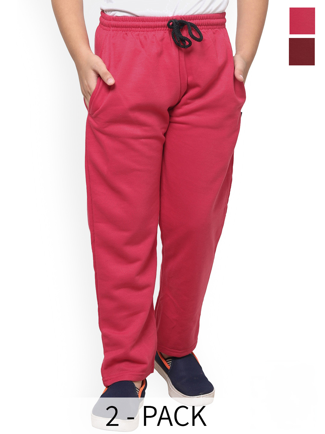 

IndiWeaves Boys Pack Of 2 Mid-Rise Fleece Track Pant, Pink