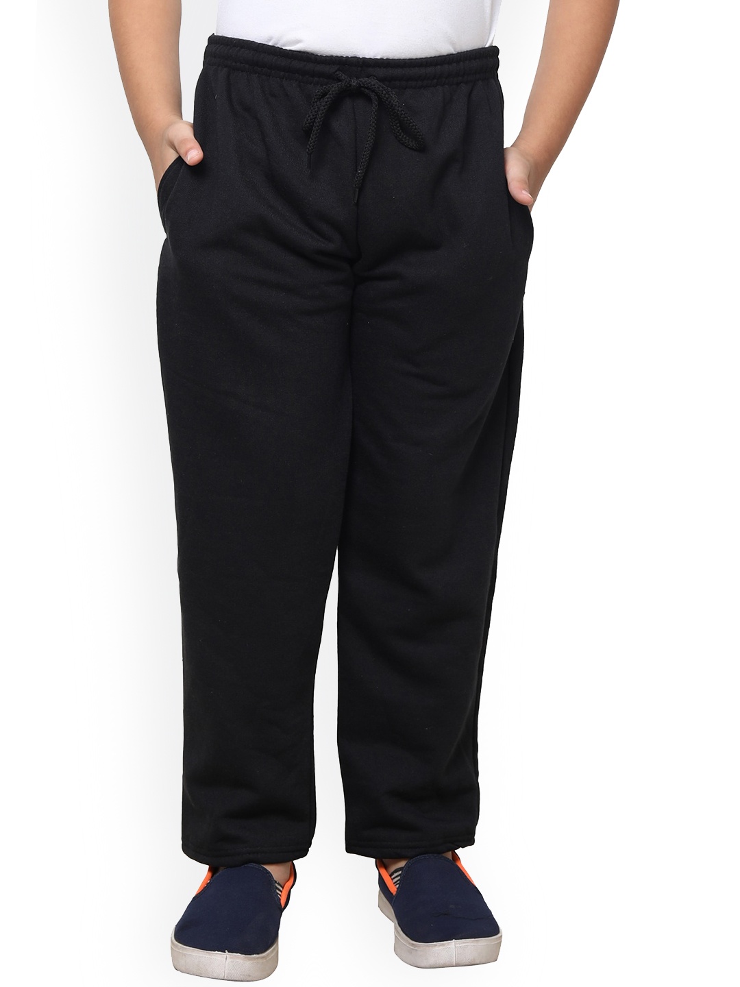 

IndiWeaves Boys Fleece Mid-Rise Track Pants, Black