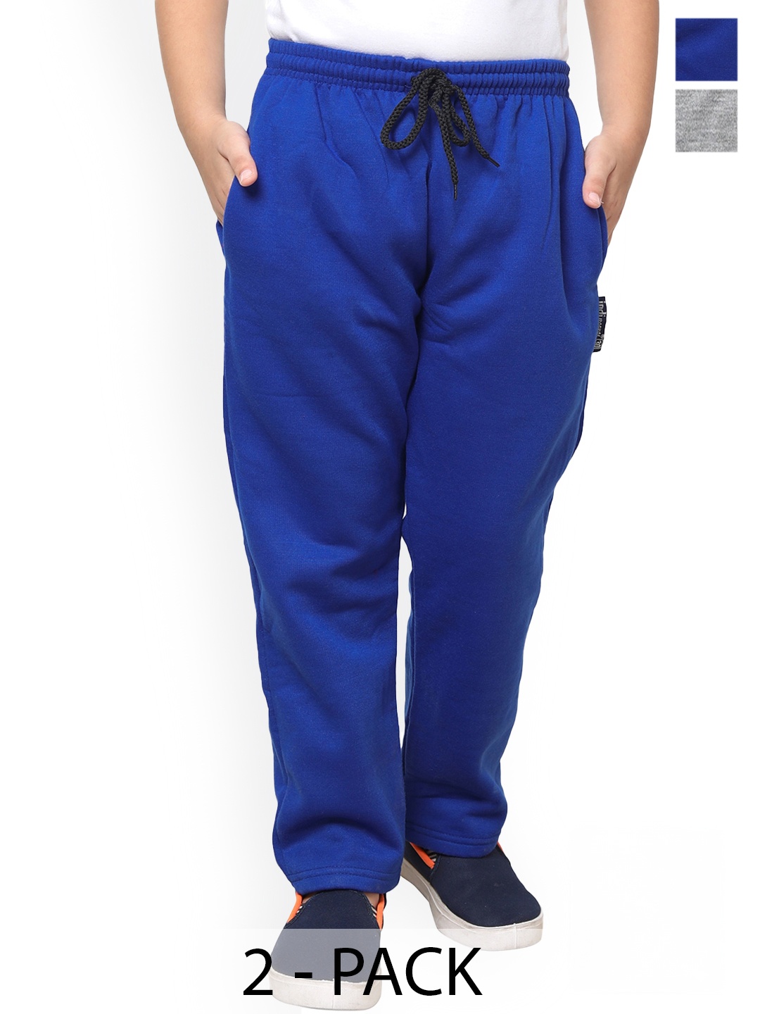 

IndiWeaves Pack Of 2 Boys Mid-Rise Fleece Track Pants, Blue
