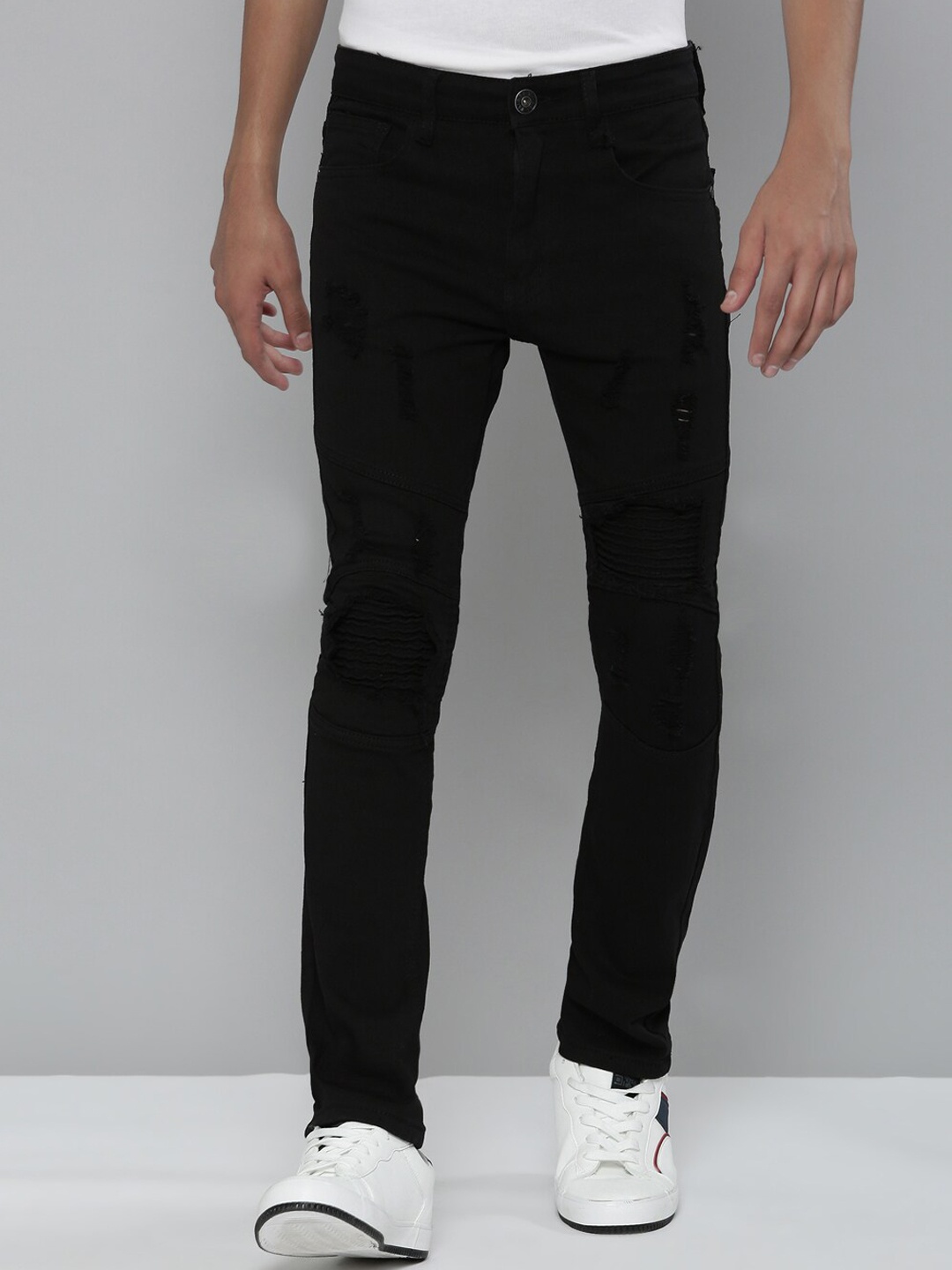 

WAIMEA Boys Black Hollywood Skinny Fit Mildly Distressed Stretchable Jeans