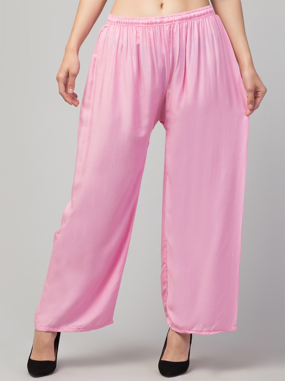 

Trend Level Mid-Rise Wide Leg Fit Palazzos, Pink