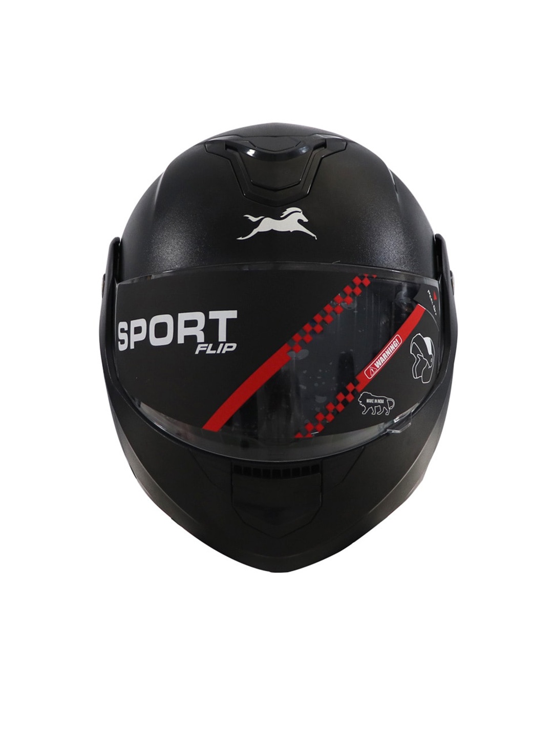 

TVS Men Half Face Flip Helmet, Black