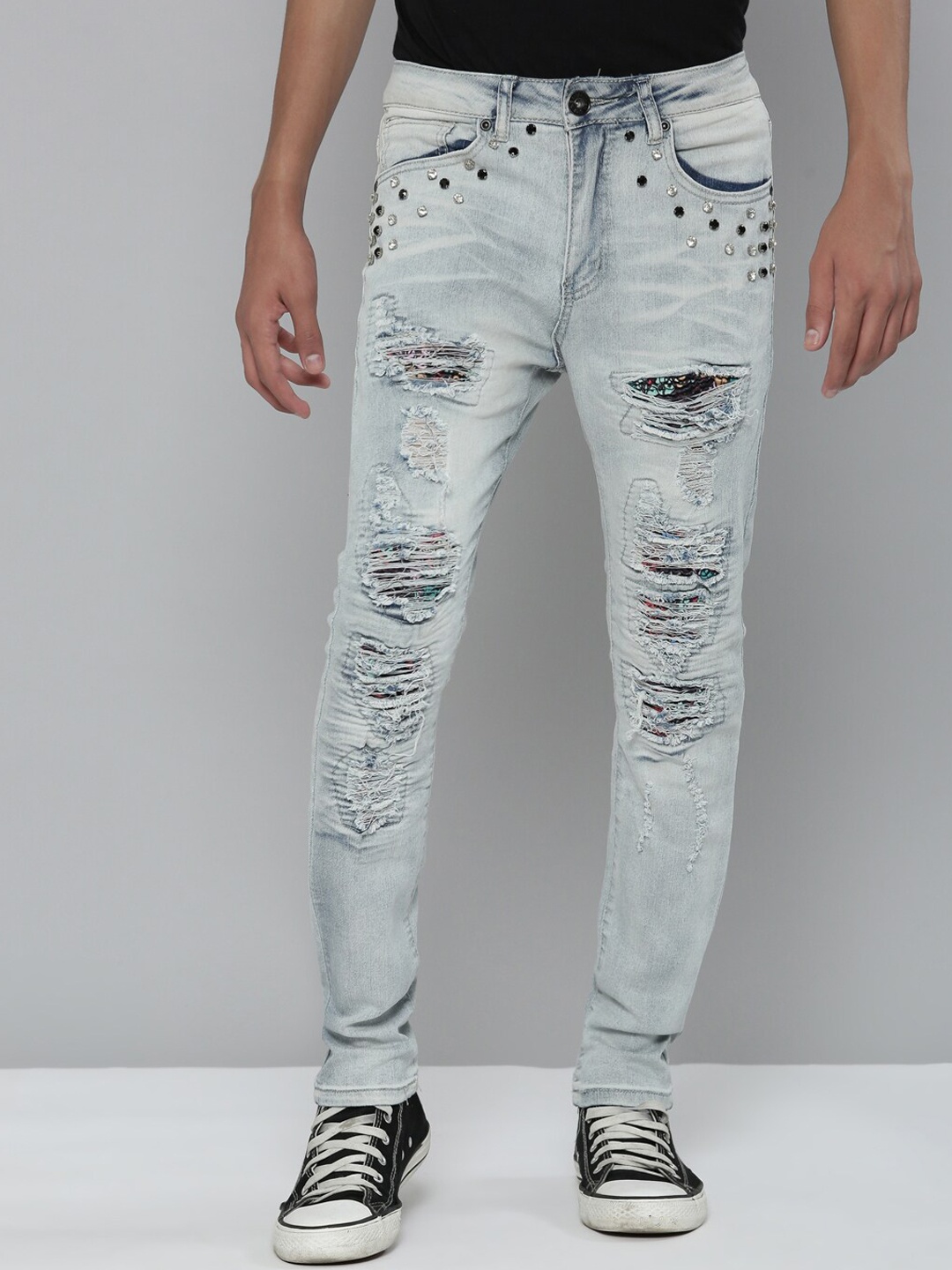 

WAIMEA Boys Blue Hollywood Skinny Fit Highly Distressed Heavy Fade Stretchable Jeans