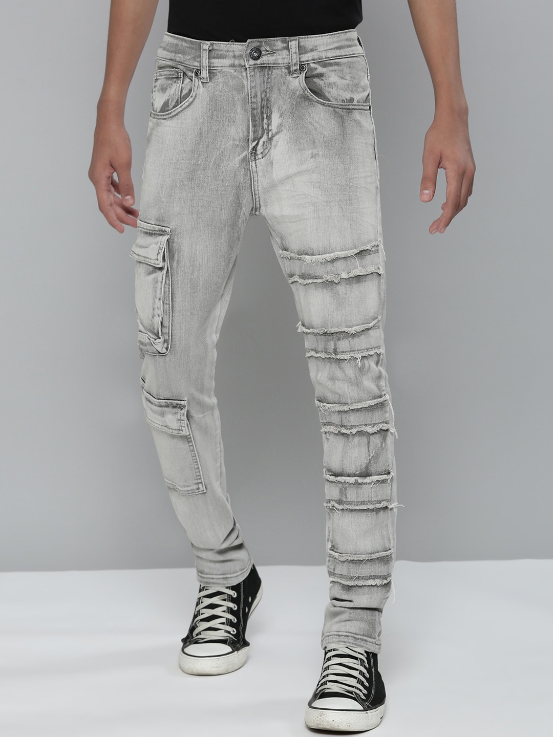 

WAIMEA Boys Grey Hollywood Skinny Fit Mildly Distressed Heavy Fade Stretchable Jeans