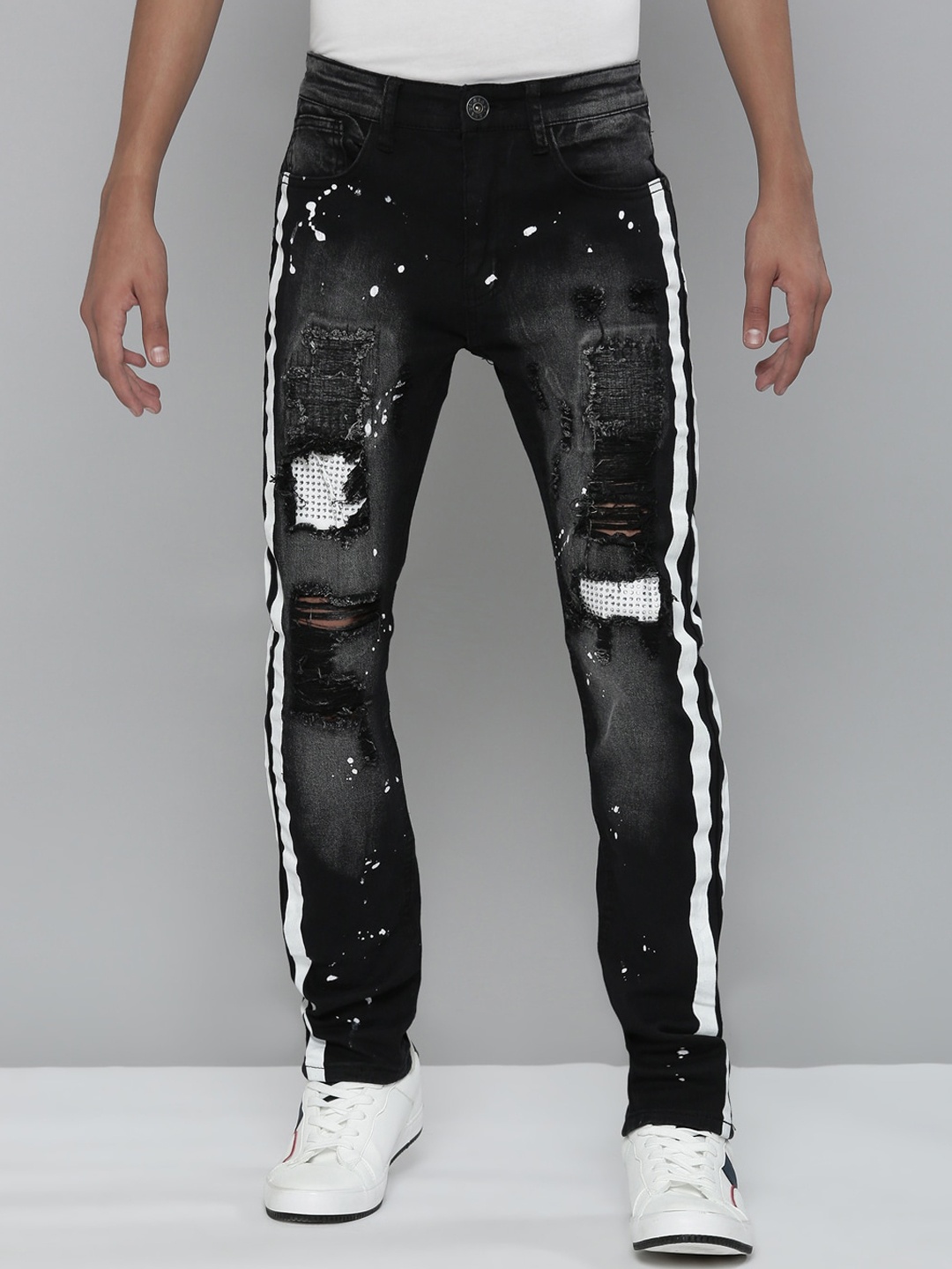 

WAIMEA Boys Hollywood Skinny Fit Mildly Distressed Ripped Stretchable Jeans, Black