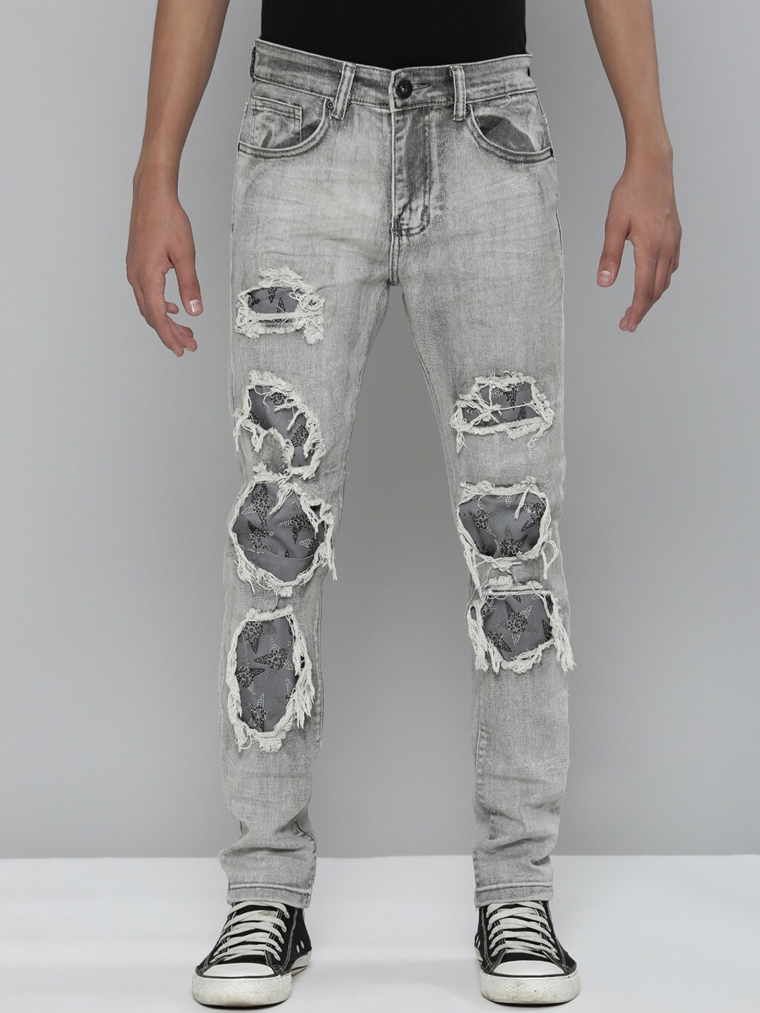 

WAIMEA Boys Grey Hollywood Skinny Fit Highly Distressed Heavy Fade Stretchable Jeans