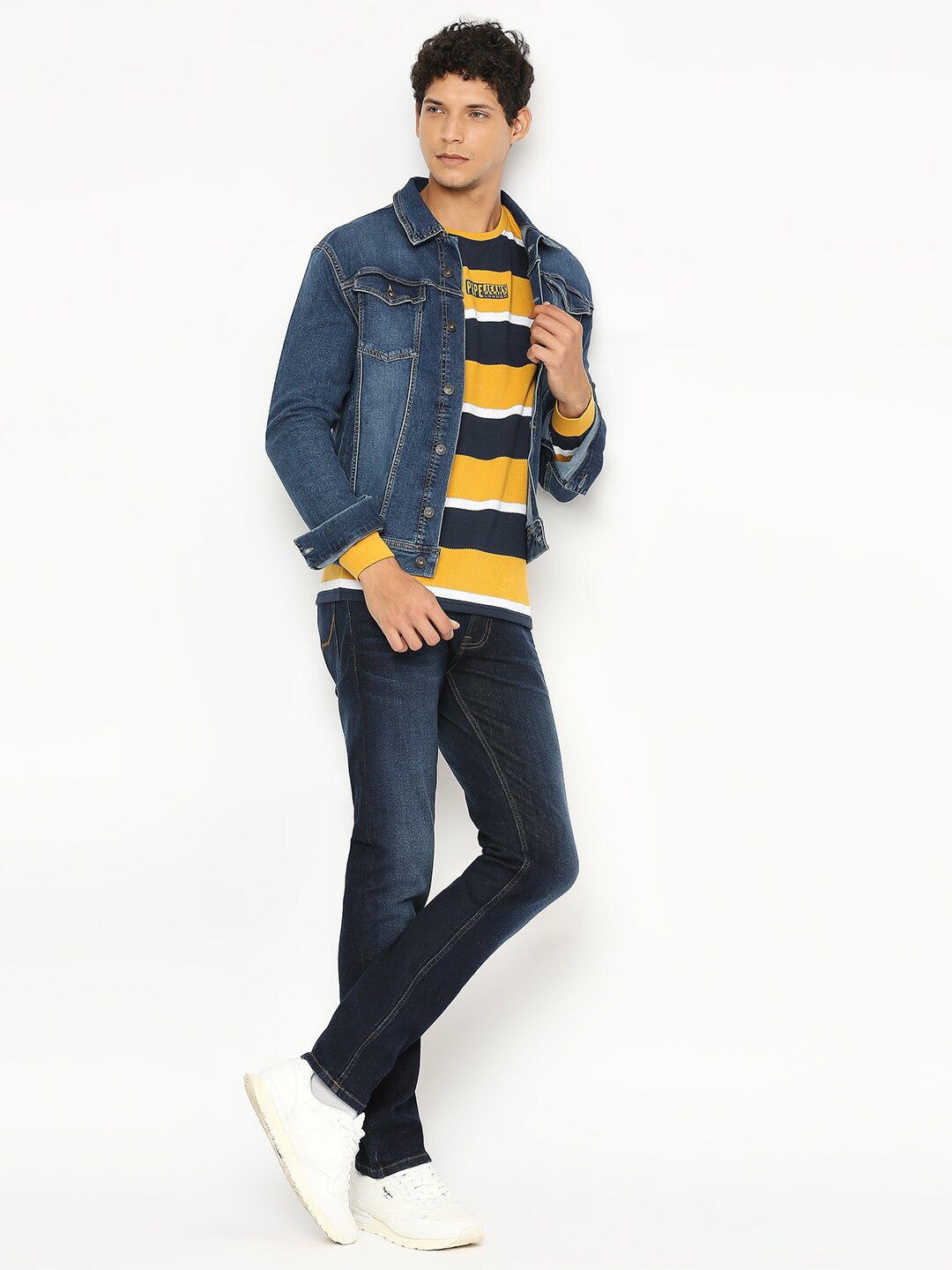 

Pepe Jeans Striped Pure Cotton Slim Fit T-shirt, Yellow