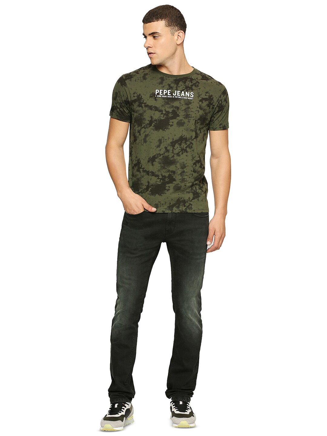 

Pepe Jeans Camouflage Printed Pure Cotton Slim Fit T-shirt, Green