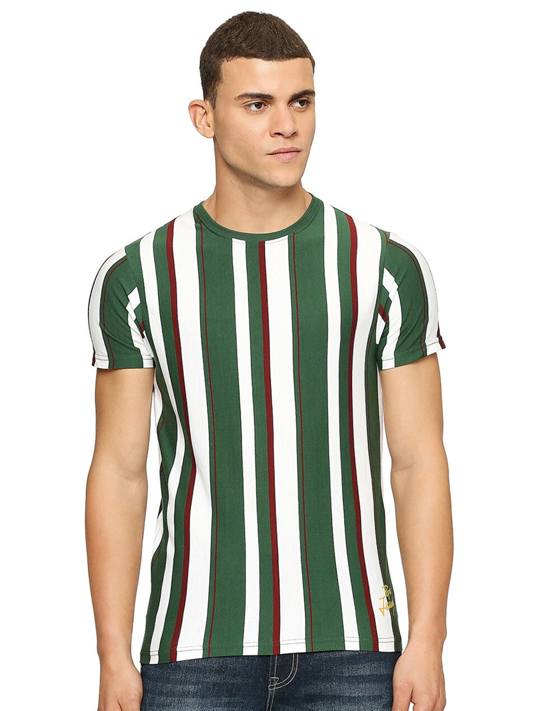 

Pepe Jeans Striped Pure Cotton Slim Fit T-shirt, Green