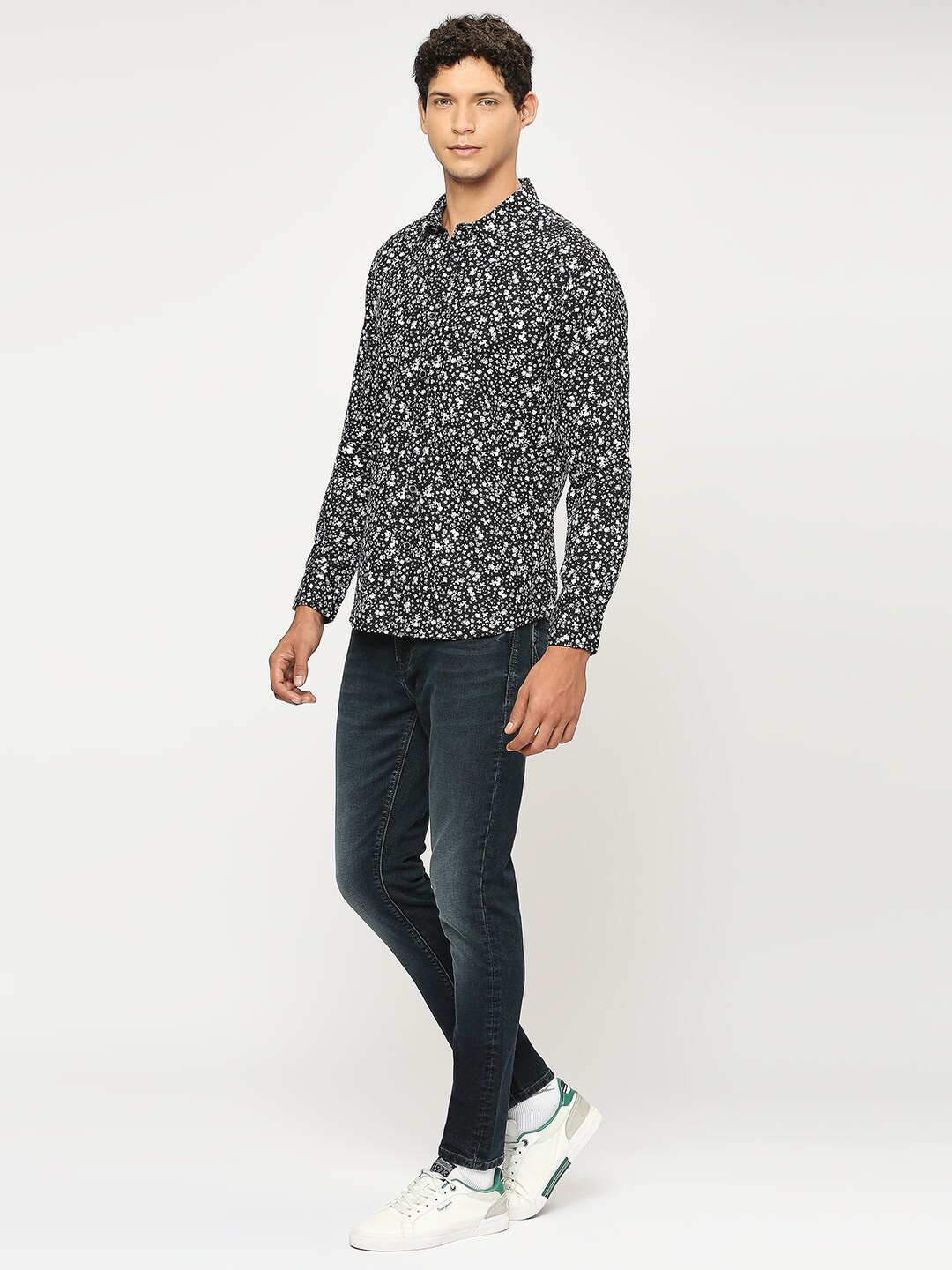 

Pepe Jeans Floral Printed Regular Fit Pure Cotton Casual Shirt, Black