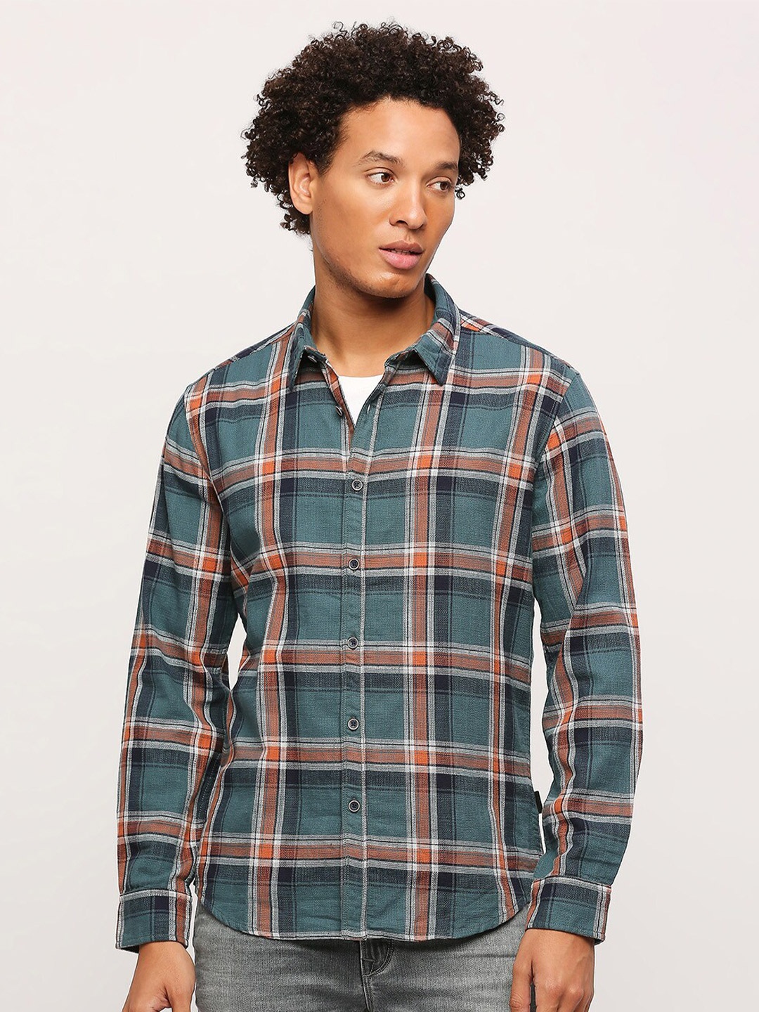 

Pepe Jeans Tartan Checked Regular Fit Pure Cotton Casual Shirt, Blue