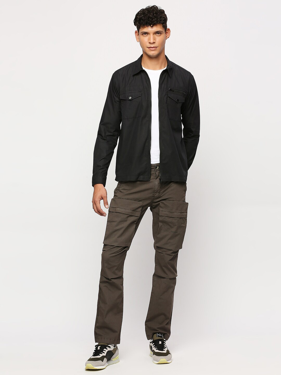

Pepe Jeans Spread Collar Cotton Shacket, Black