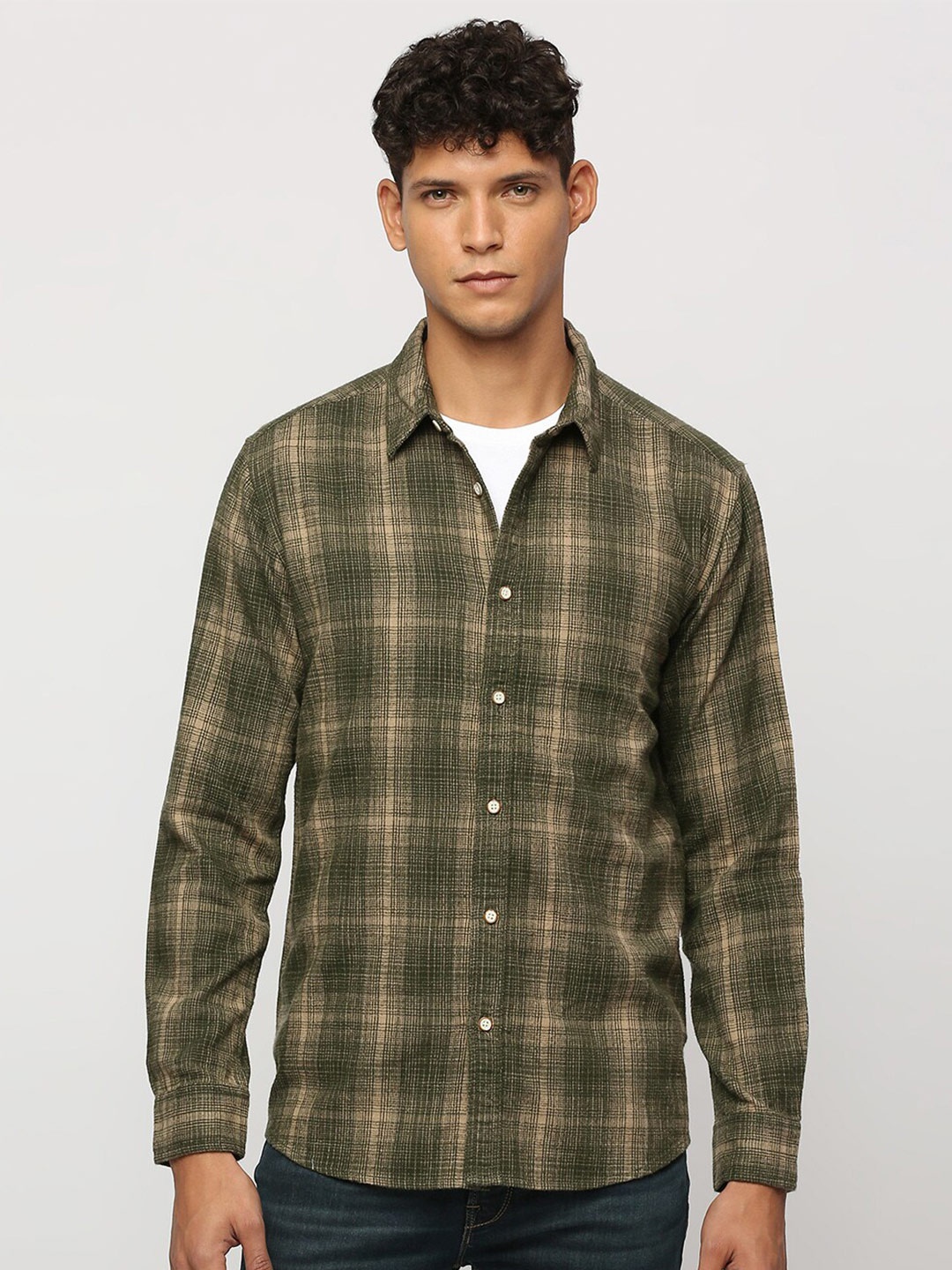 

Pepe Jeans Checked Spread Collar Pure Cotton Casual Shirt, Green