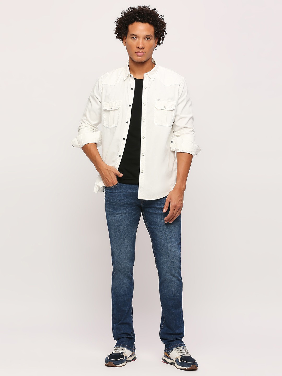 

Pepe Jeans Regular Fit Spread Collar Pocket Detail Cotton Casual Shirt, White