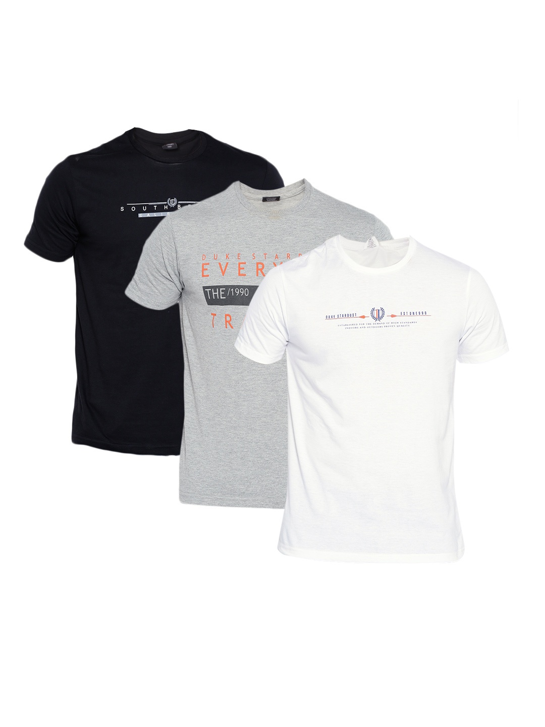 

Duke Stardust Men Pack of 3 Printed Round Neck T-shirt, White