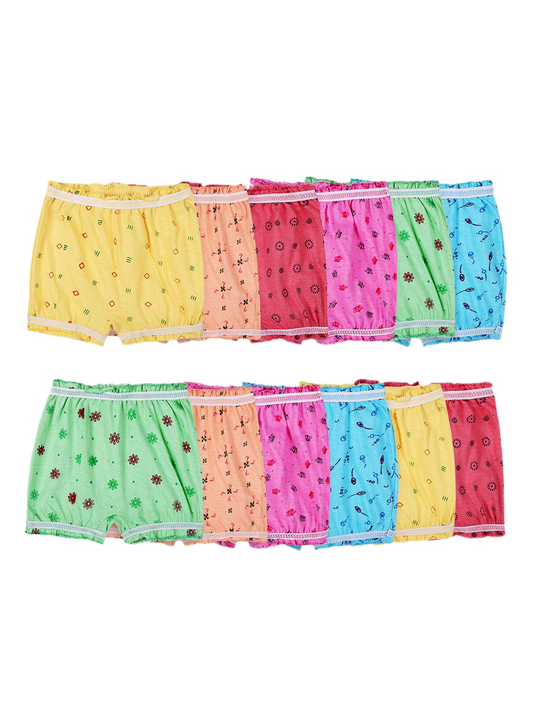 

BAESD Kids Pack Of 12 Floral Printed Pure Cotton Basic Briefs, Yellow
