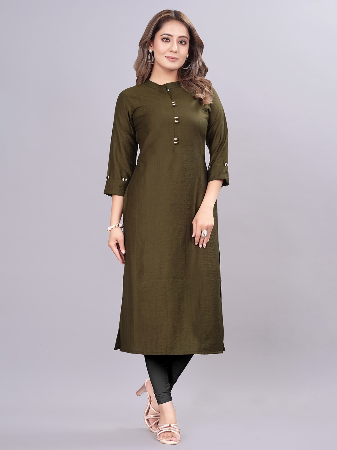 

FABDYOR Round Neck Pure Silk Kurta, Green