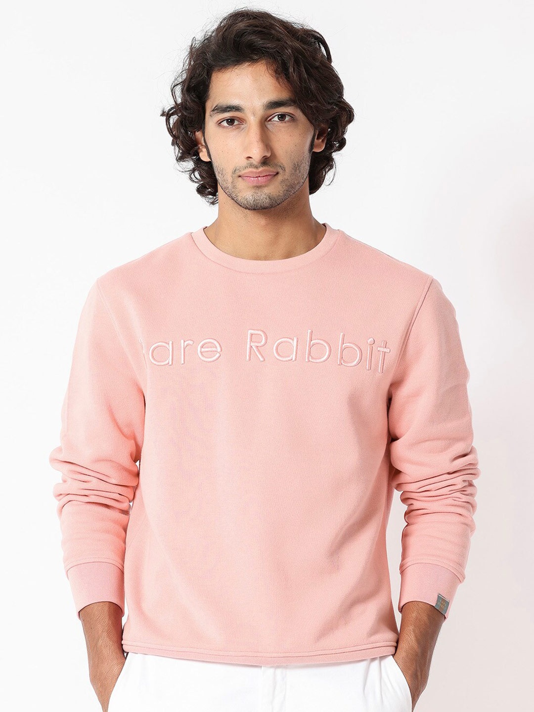 

RARE RABBIT Men Oranj Typography Embroidered Sweatshirt, Orange