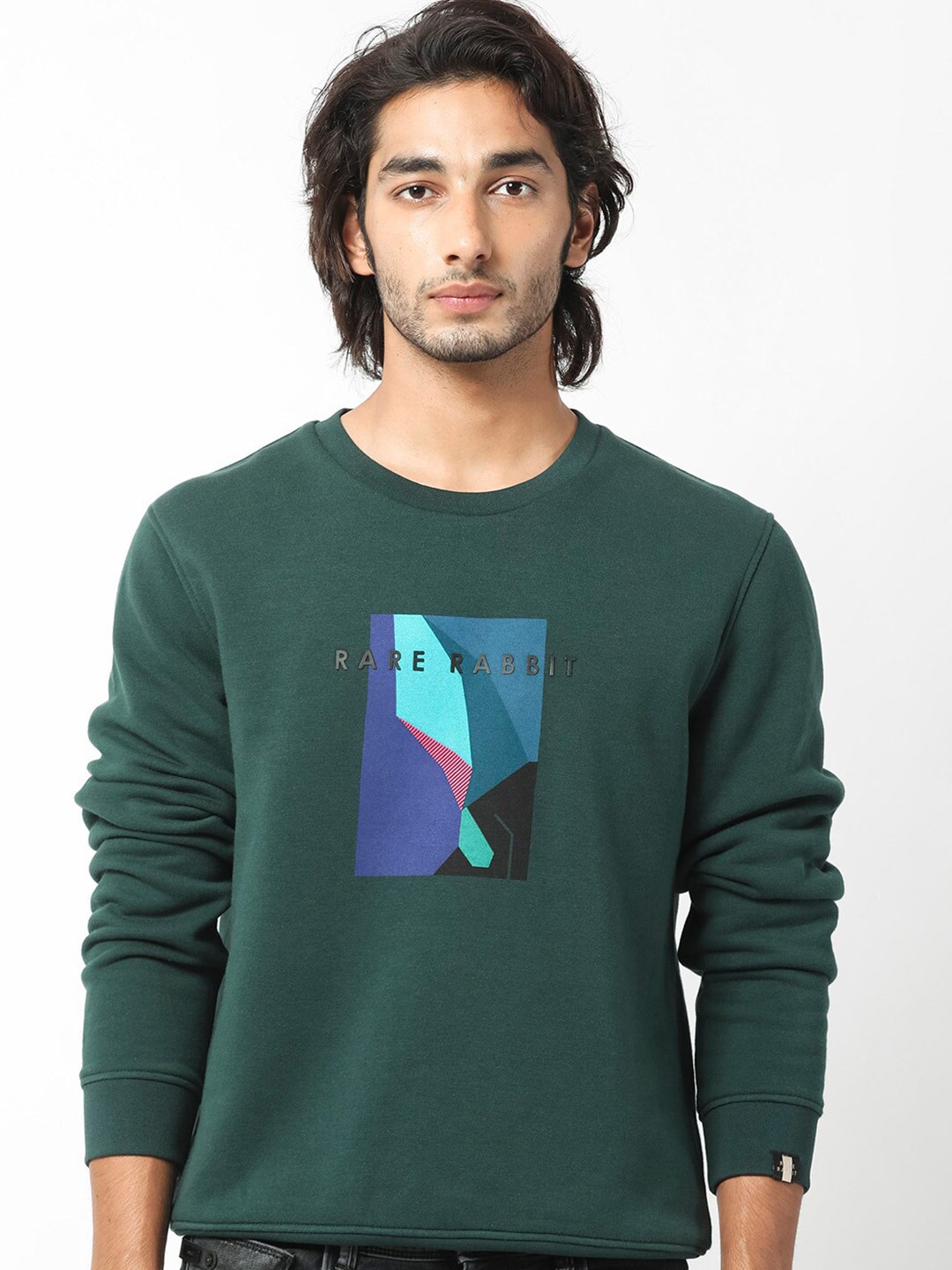 

RARE RABBIT Men Winfred Graphic Printed Sweatshirt, Green