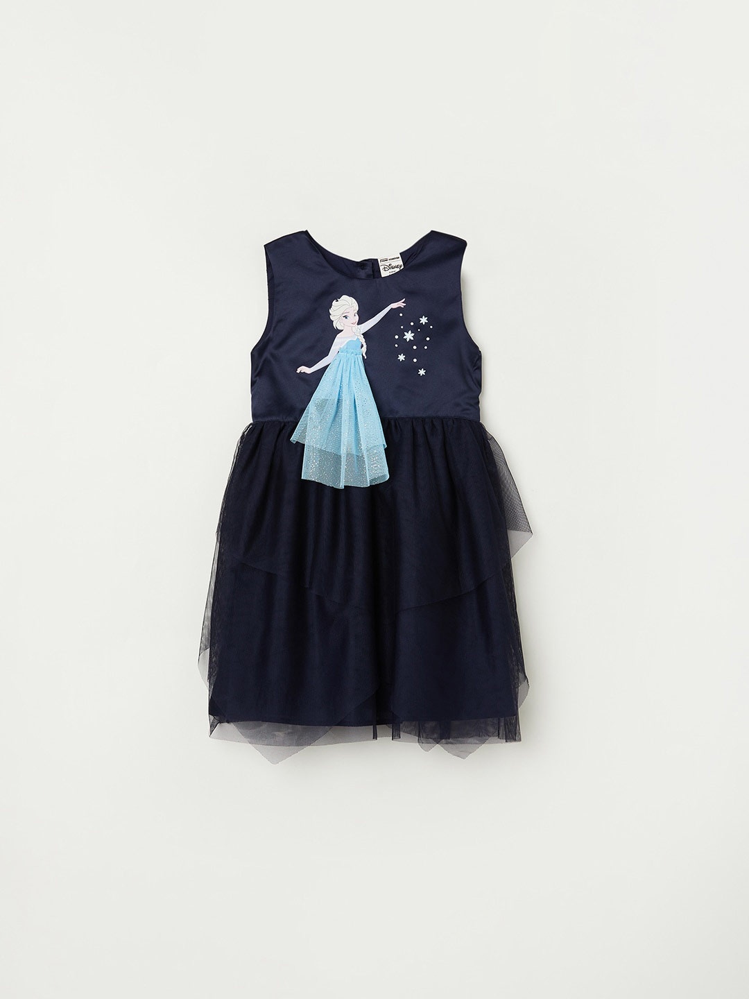 

Fame Forever by Lifestyle Girls Elsa Printed Applique Fit & Flare Dress, Navy blue