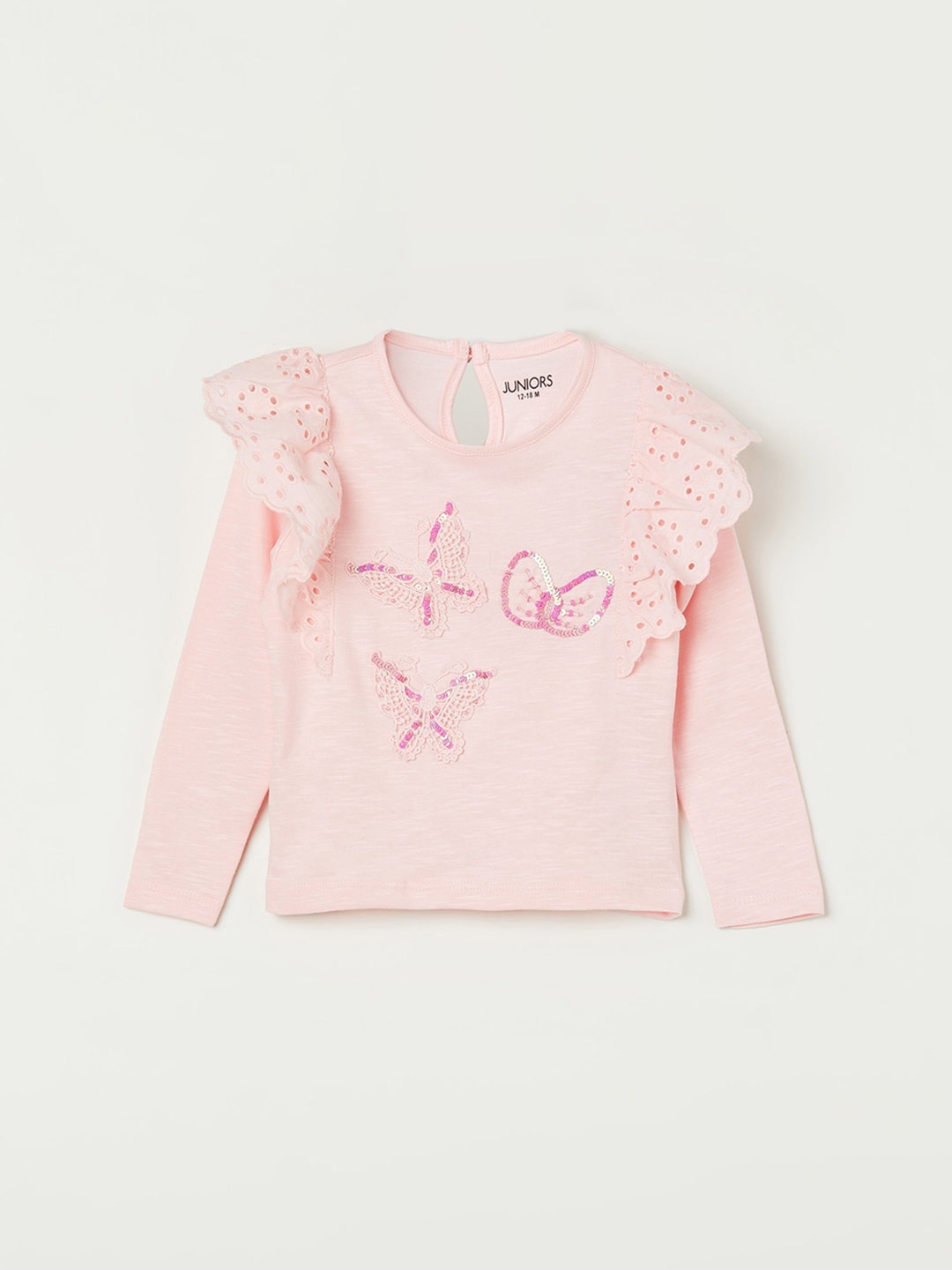 

Juniors by Lifestyle Embellished Sequinned Ruffles Top, Peach