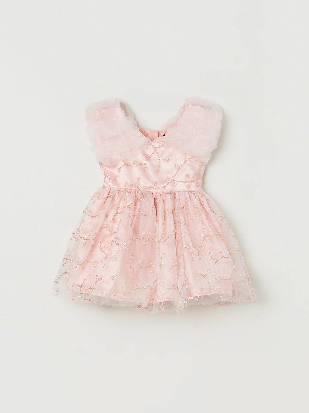 

Juniors by Lifestyle Floral Embellished V-Neck Sleeveless Sequined Fit & Flare Dress, Pink