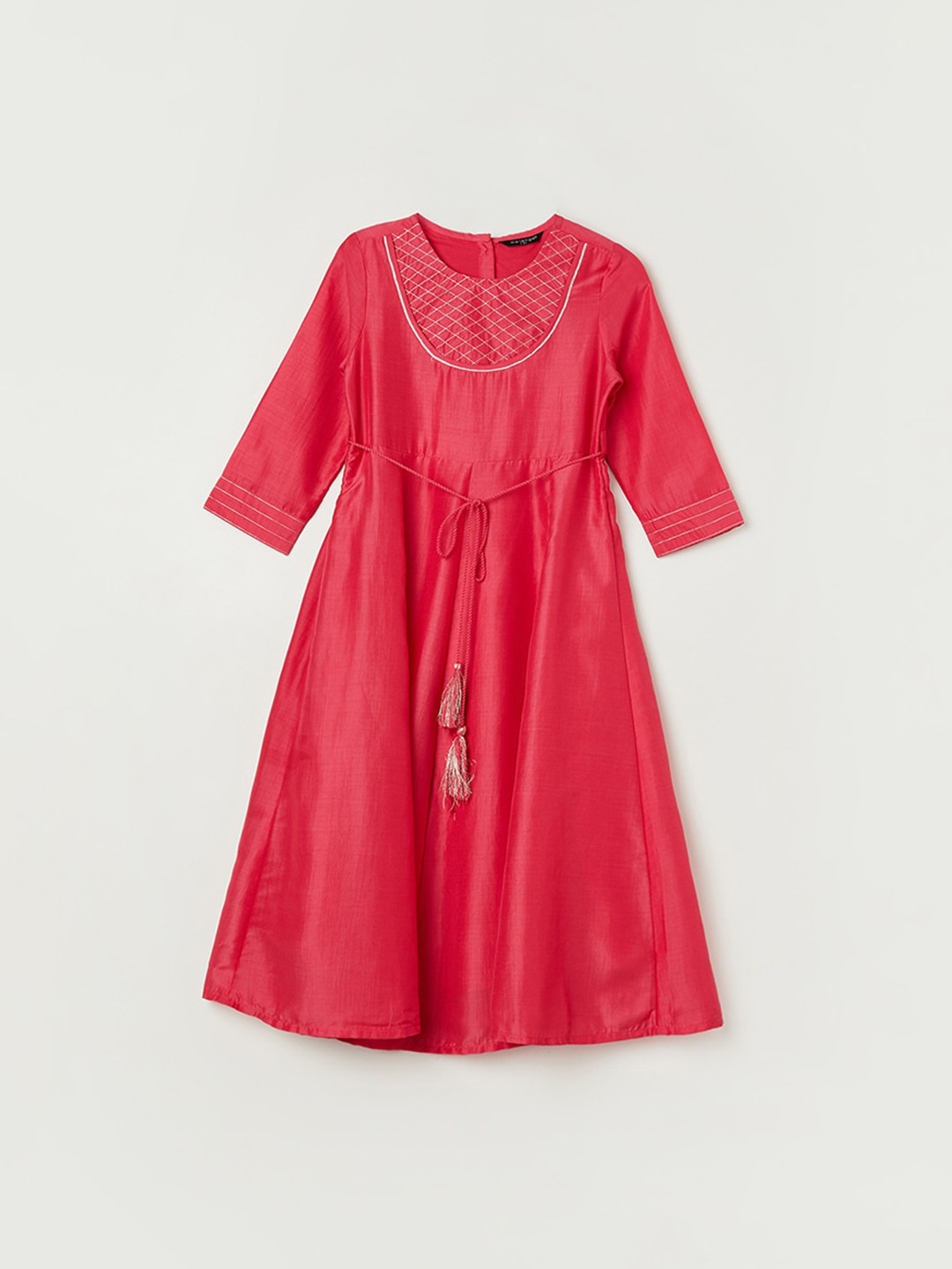 

Melange by Lifestyle Girls Round Neck Fit & Flare Maxi Dress, Pink