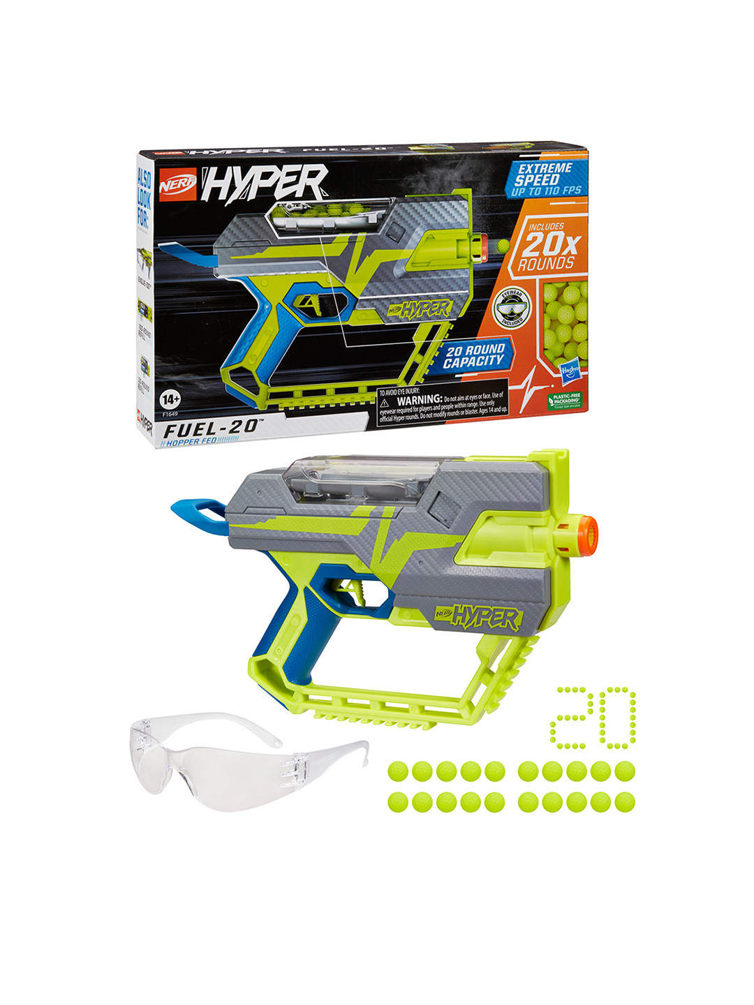 

NERF Green Hyper Fuel - 20 Blaster For Age 14 & Above