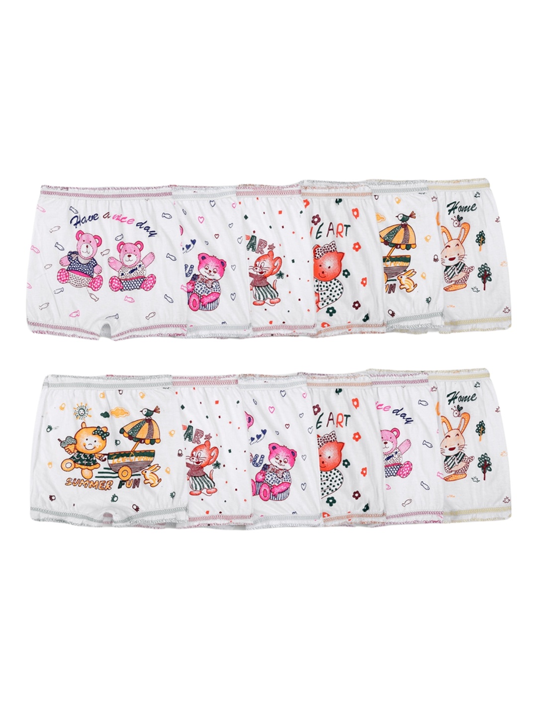 

BAESD Kids Pack Of 12 Conversational Printed Pure Cotton Basic Briefs, White