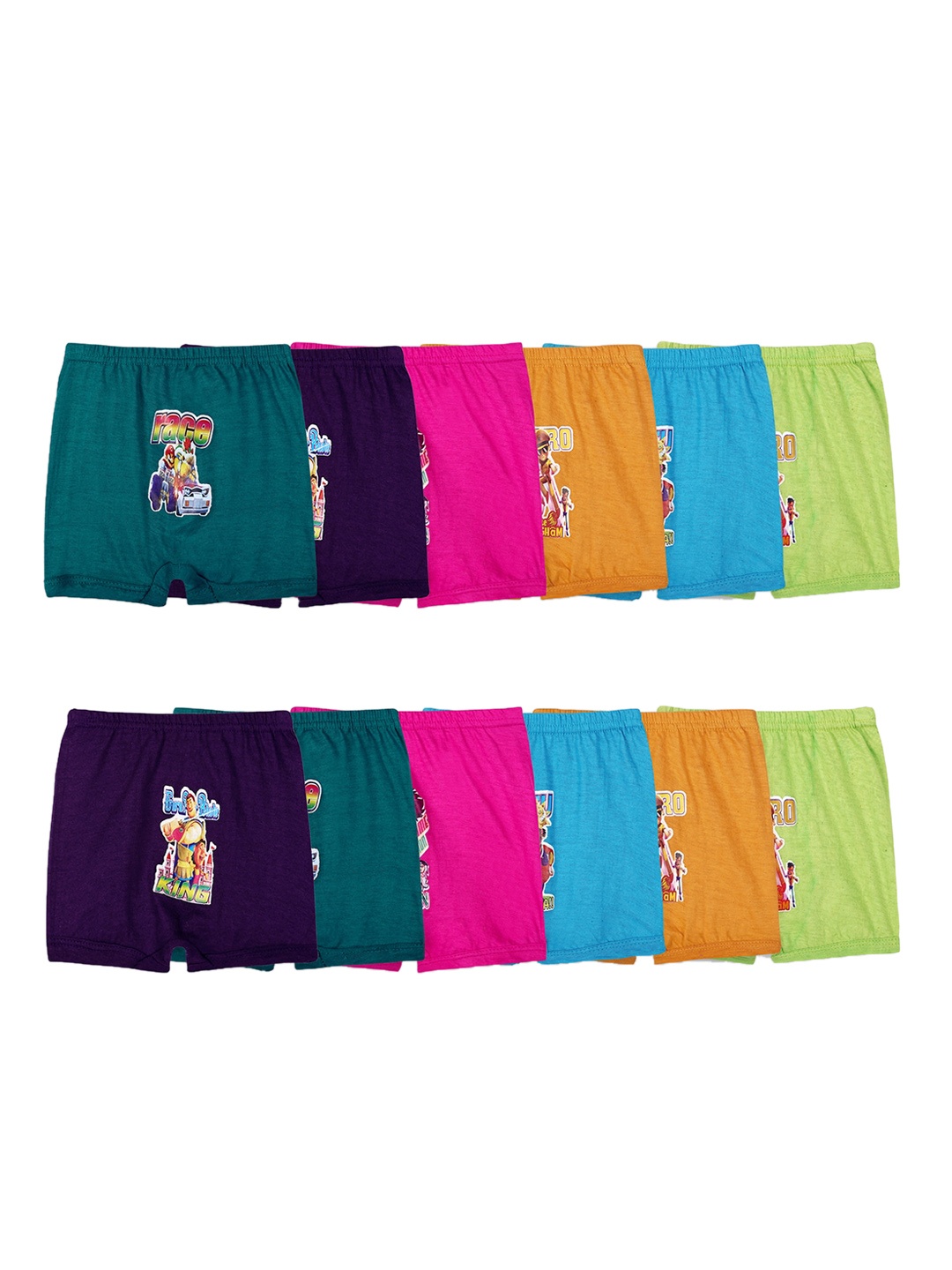 

BAESD Kids Pack Of 12 Printed Pure Cotton Briefs 20_DRA_PO-12, Pink