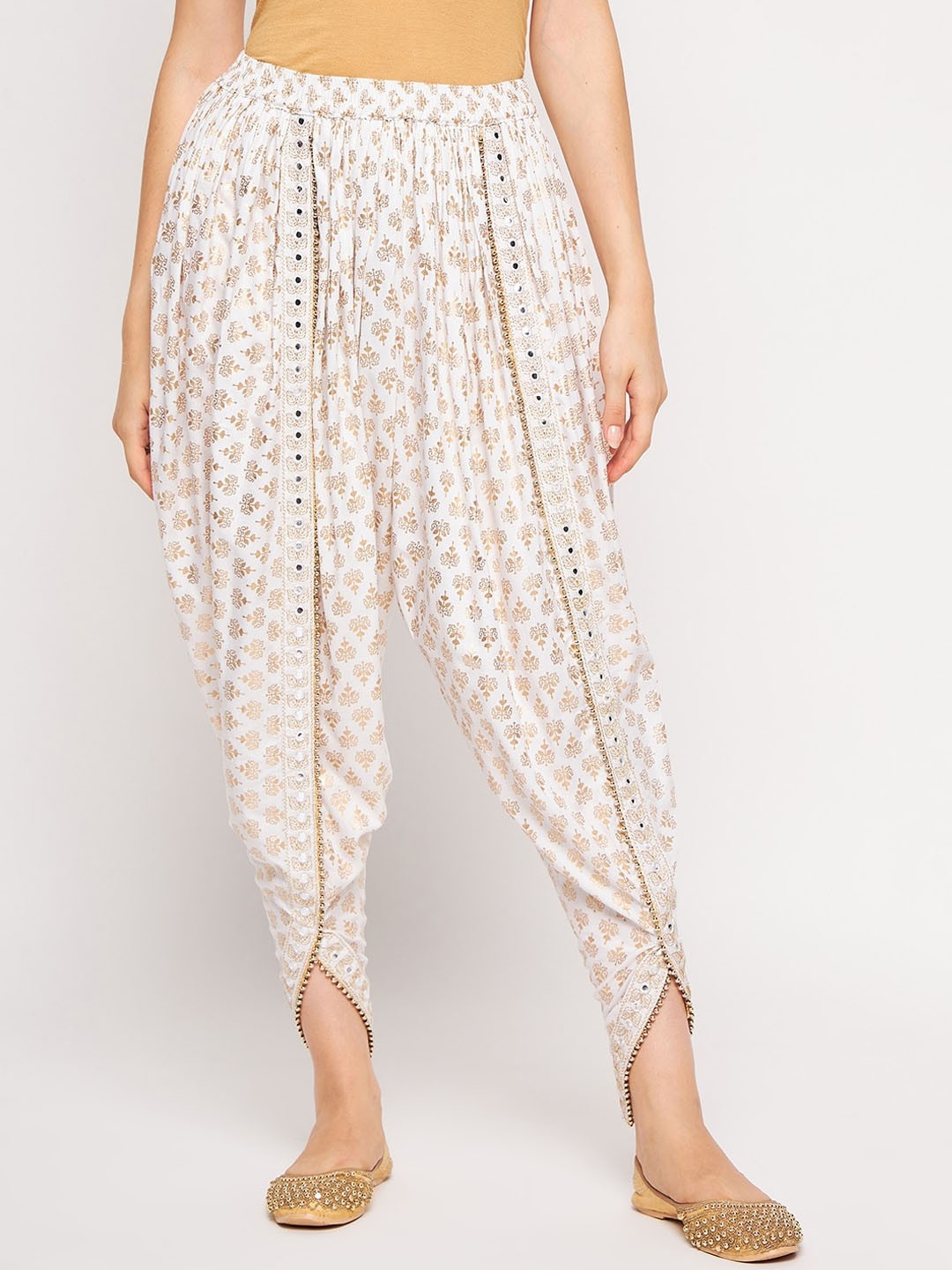 

TULIP 21 Women Printed Dhotis Pant, Off white