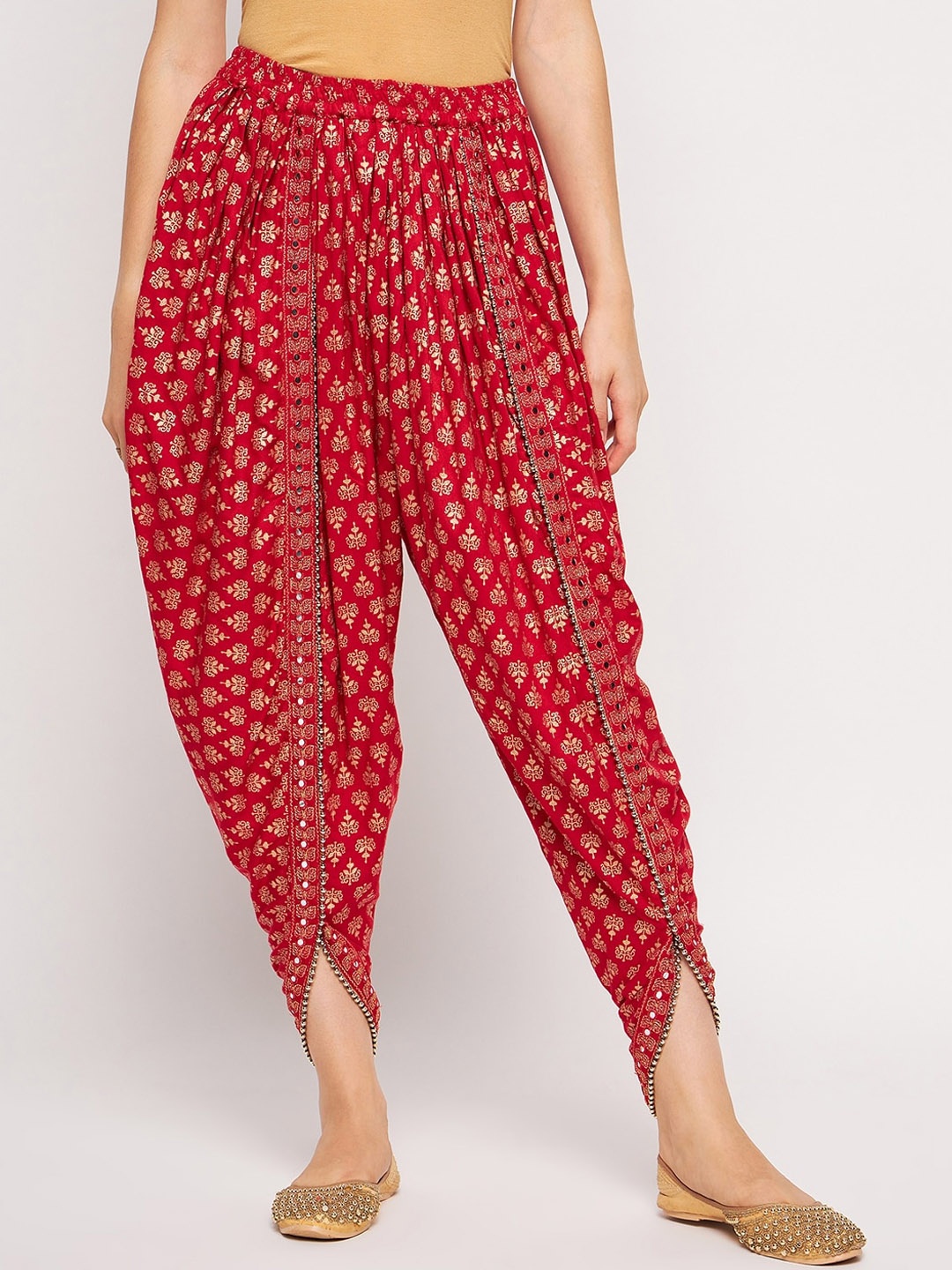 

TULIP 21 Women Ethnic Motif Printed Dhoti Pants, Red