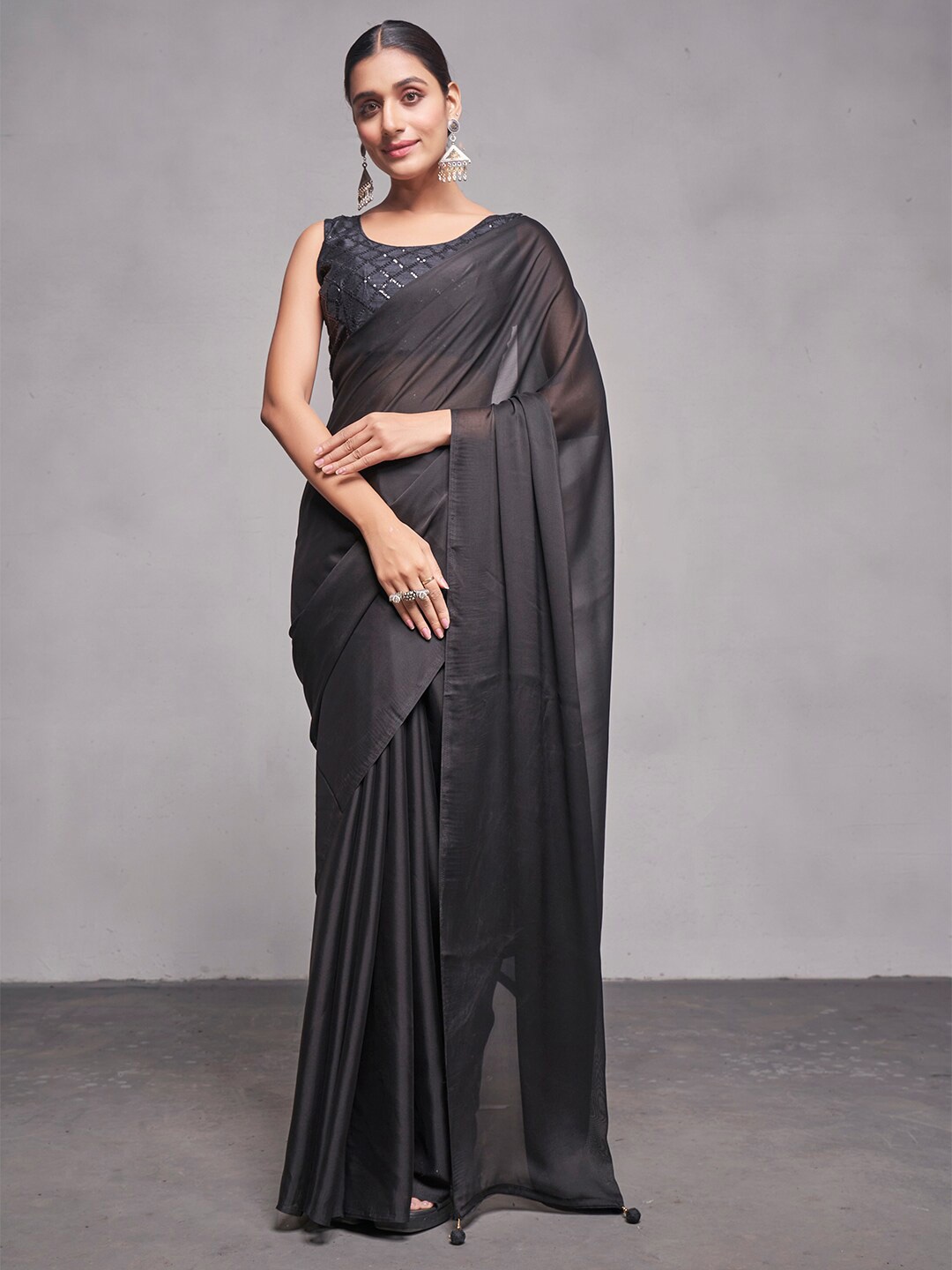 

Mitera Black Silk Blend Party Saree