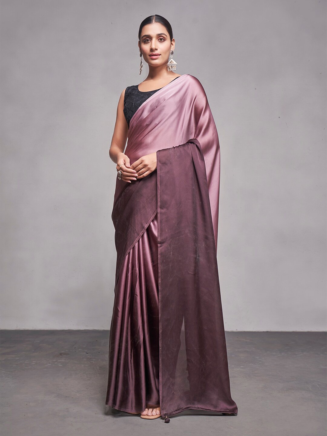 

Mitera Brown & Mauve Ombre Pure Georgette Party Saree