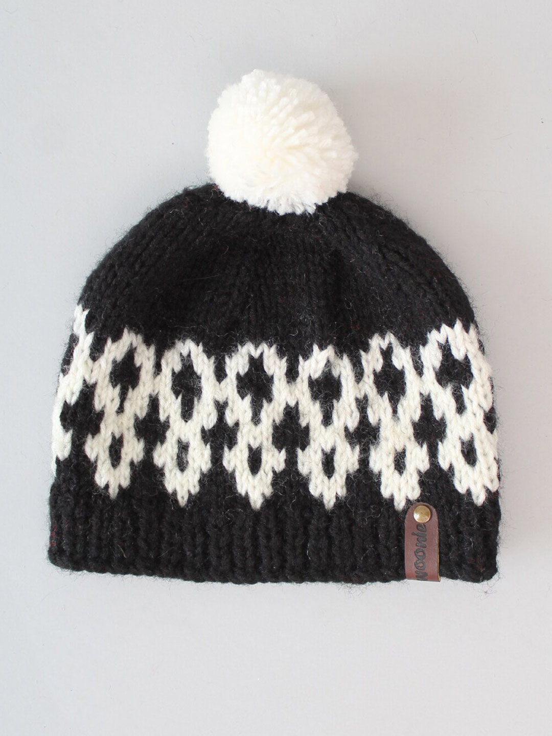 

Woonie Unisex Kids Fair Isle Knitted Acrylic Beanie, Black