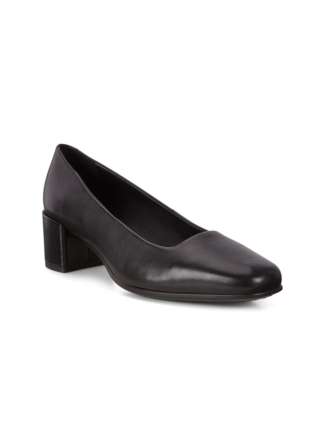 

ECCO Leather Closed Back Block Pumps, Black