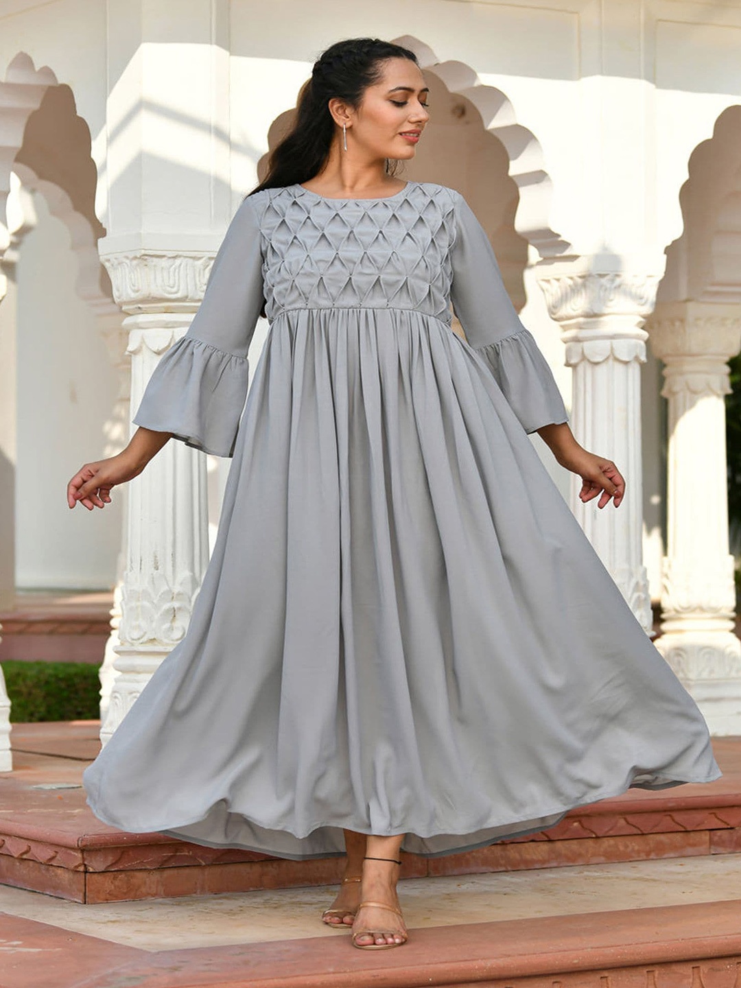 

Aaheli Bell Sleeve Maxi Dress, Grey
