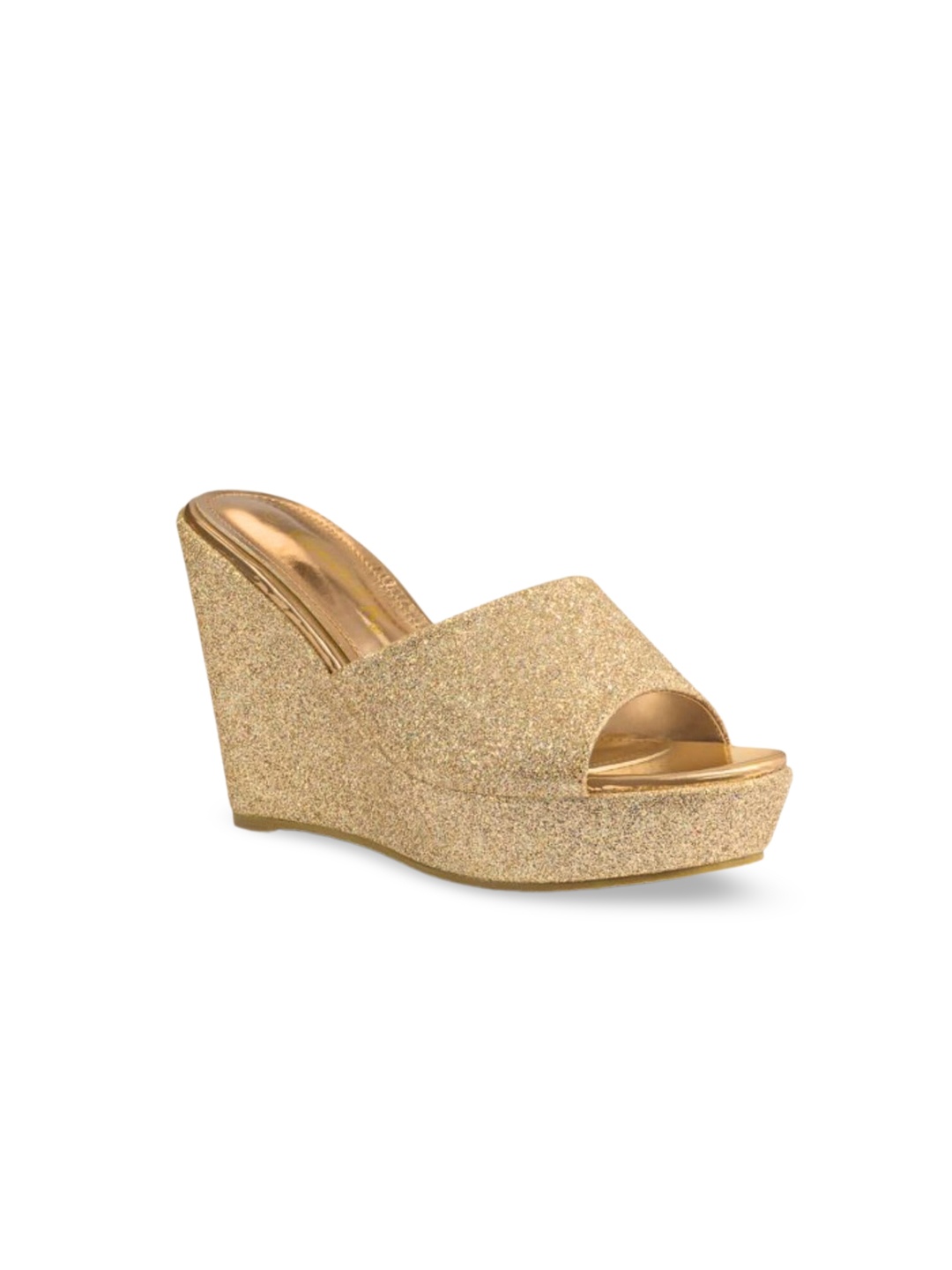 

stylzrepublic Embellished Party Open Toe Wedges, Gold