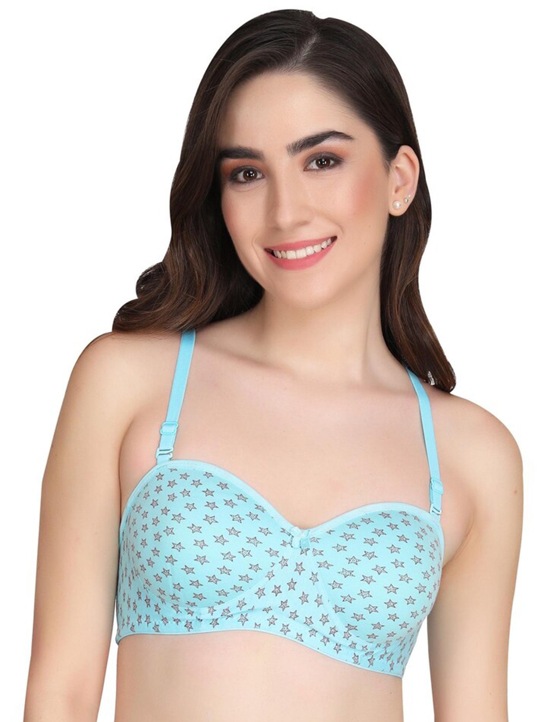 

ACCEZORY Geometric Printed Medium Coverage Lightly Padded Bra With All Day Comfort, Blue