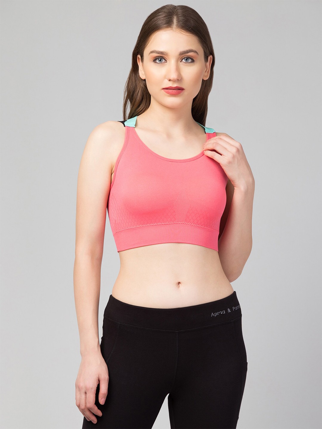 

Apraa & Parma Full Coverage Removable Padding Non-Wired Workout Bra With Organic, Pink