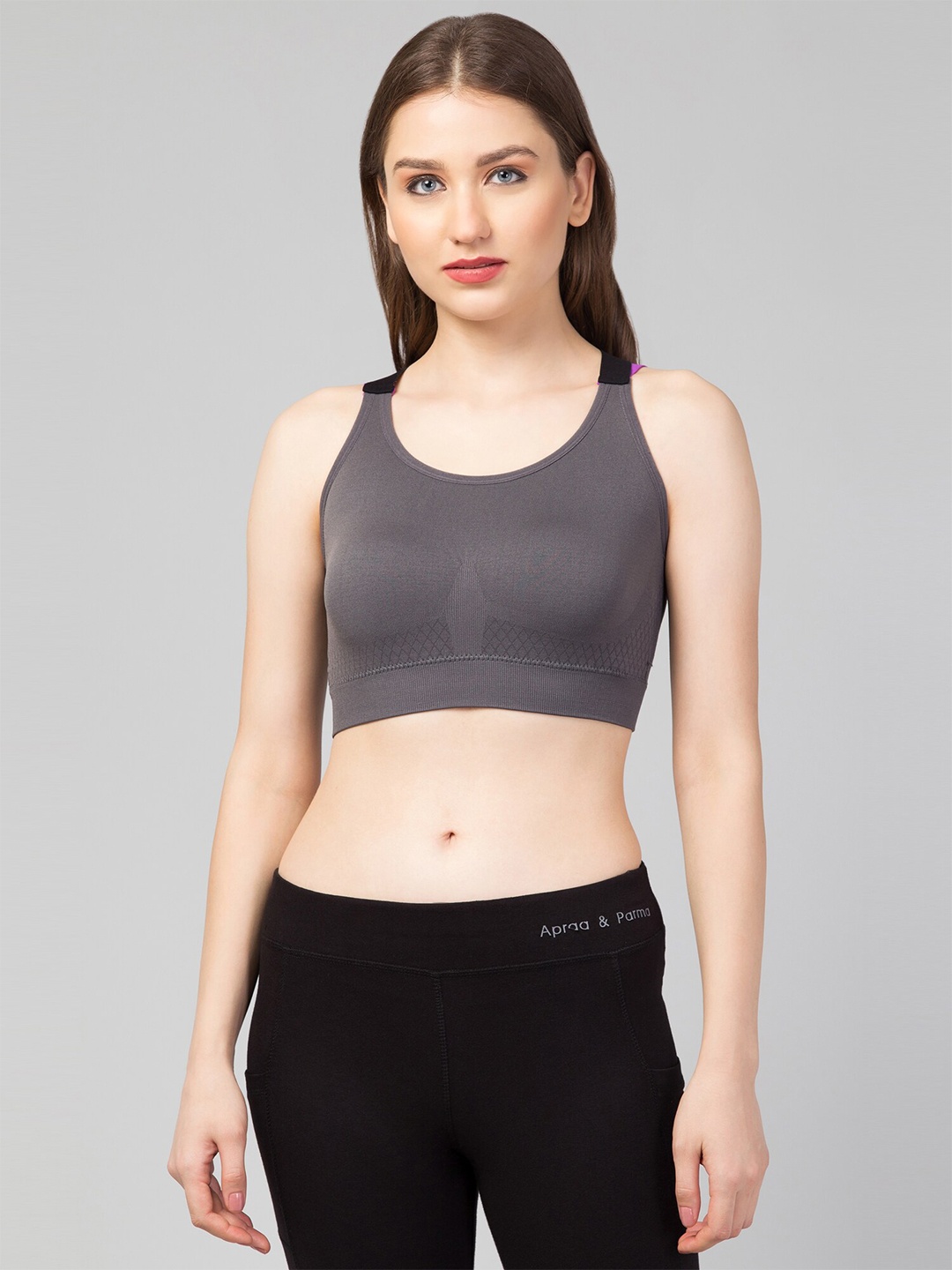 

Apraa & Parma Full Coverage Seamless Styled Back Cotton Sports Bra Organic, Grey