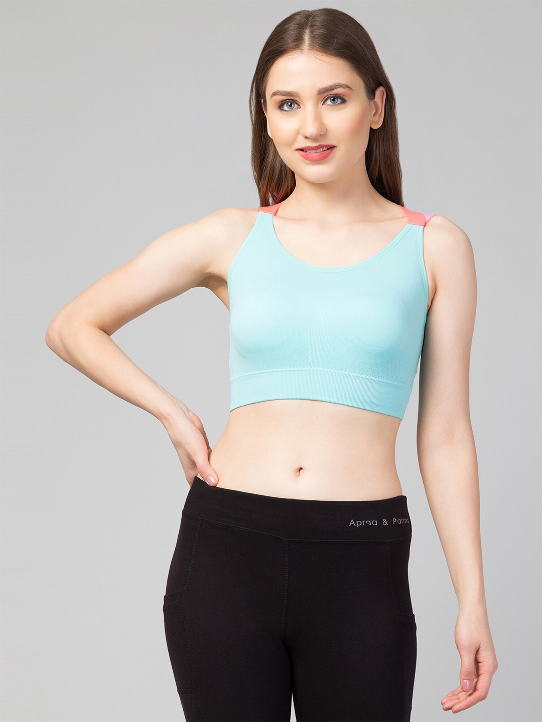 

Apraa & Parma Full Coverage Seamless Styled Back Cotton Sports Bra Organic, Blue