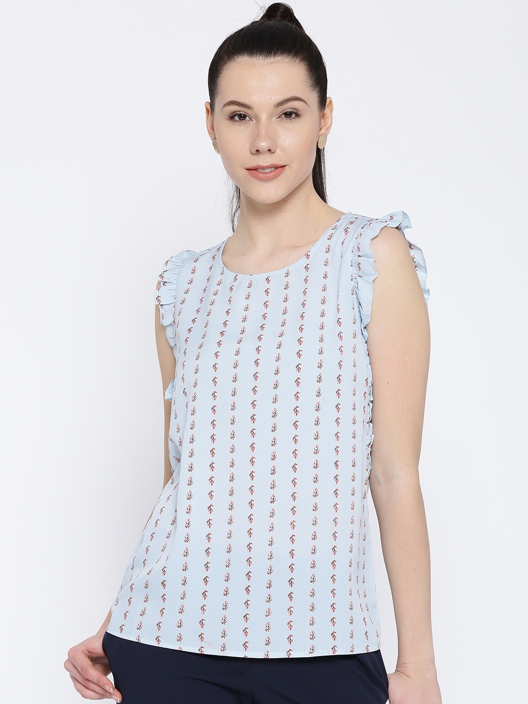 

Wills Lifestyle Women Blue Printed Top