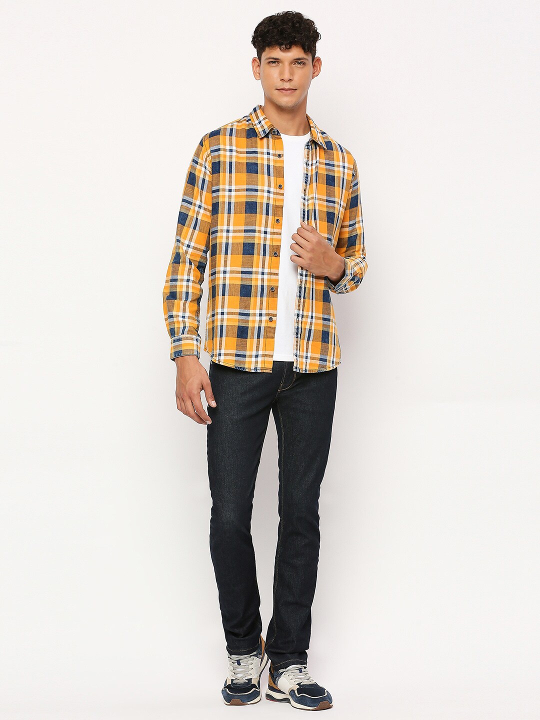 

Pepe Jeans Other Checked Spread Collar Cotton Casual Shirt, Yellow