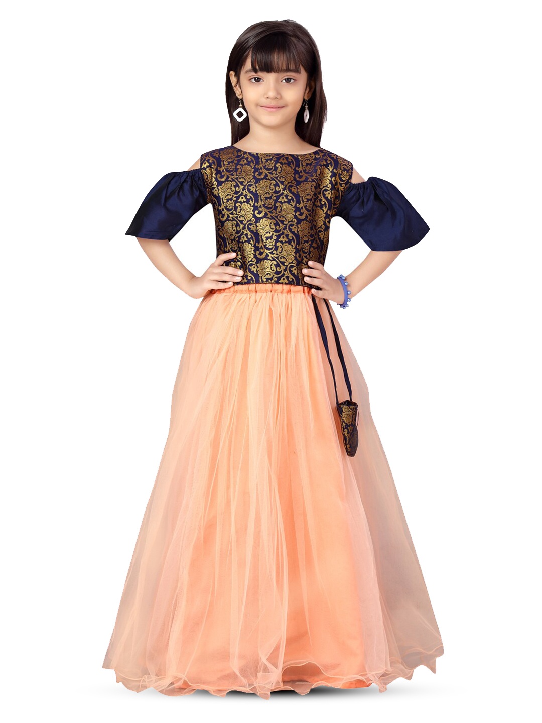 

Aarika Girls Ready to Wear Lehenga & Choli, Navy blue