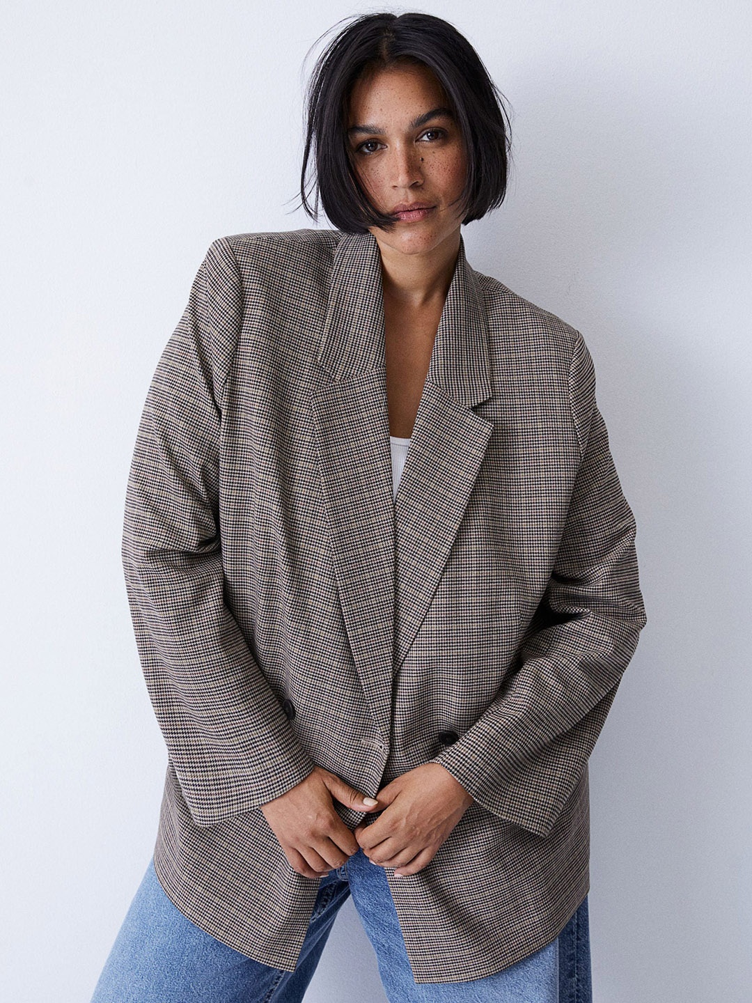 

H&M Double-Breasted Blazer, Brown